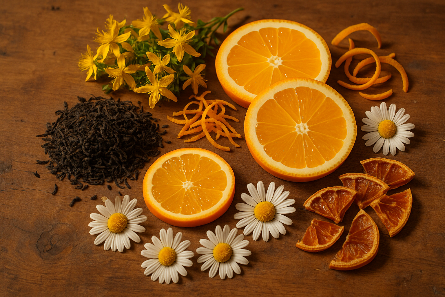 te negro,hierba san juan ,naranja,manzanilla,naranja deidratada