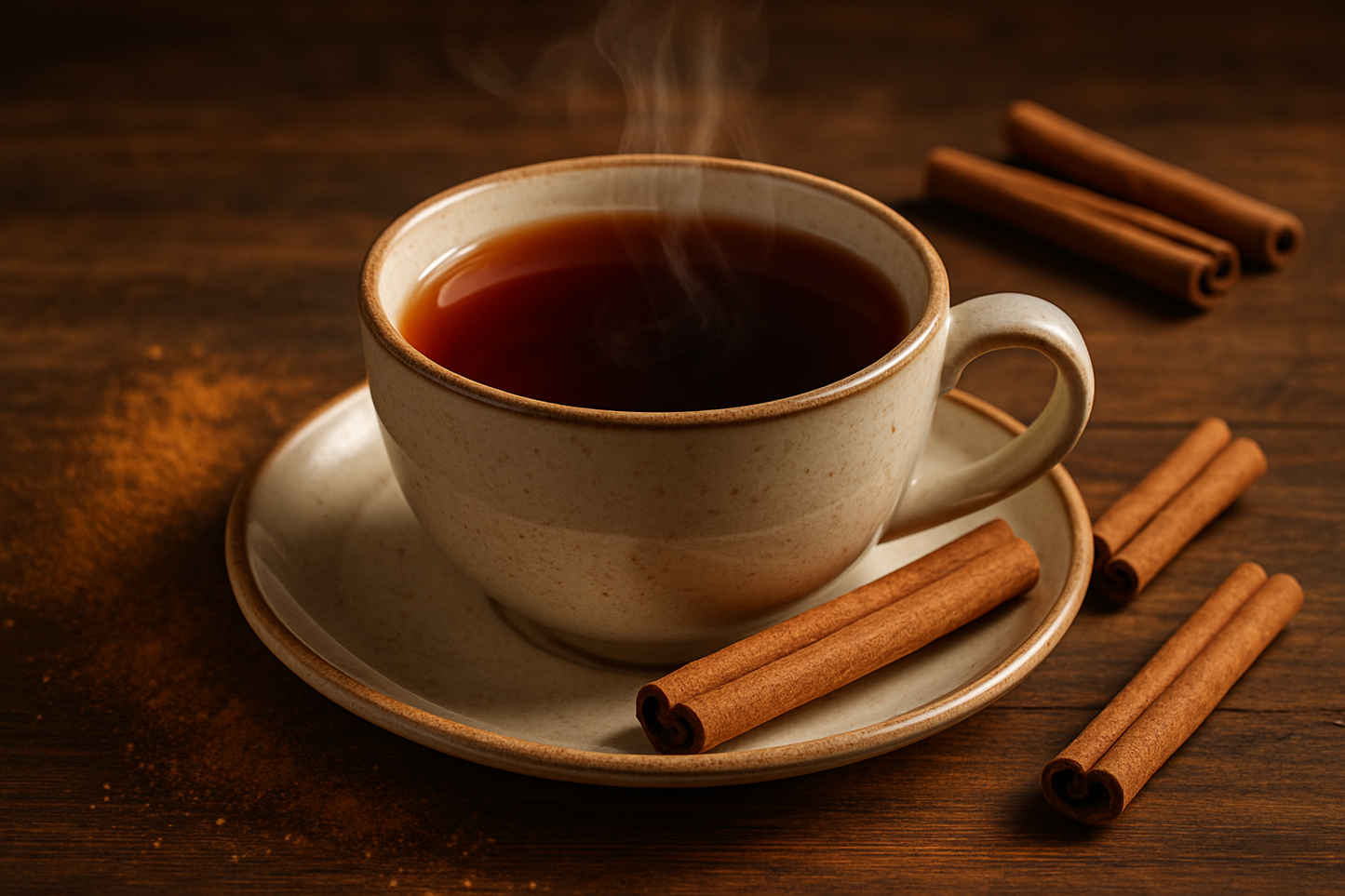 una taza de te con te negro y canela