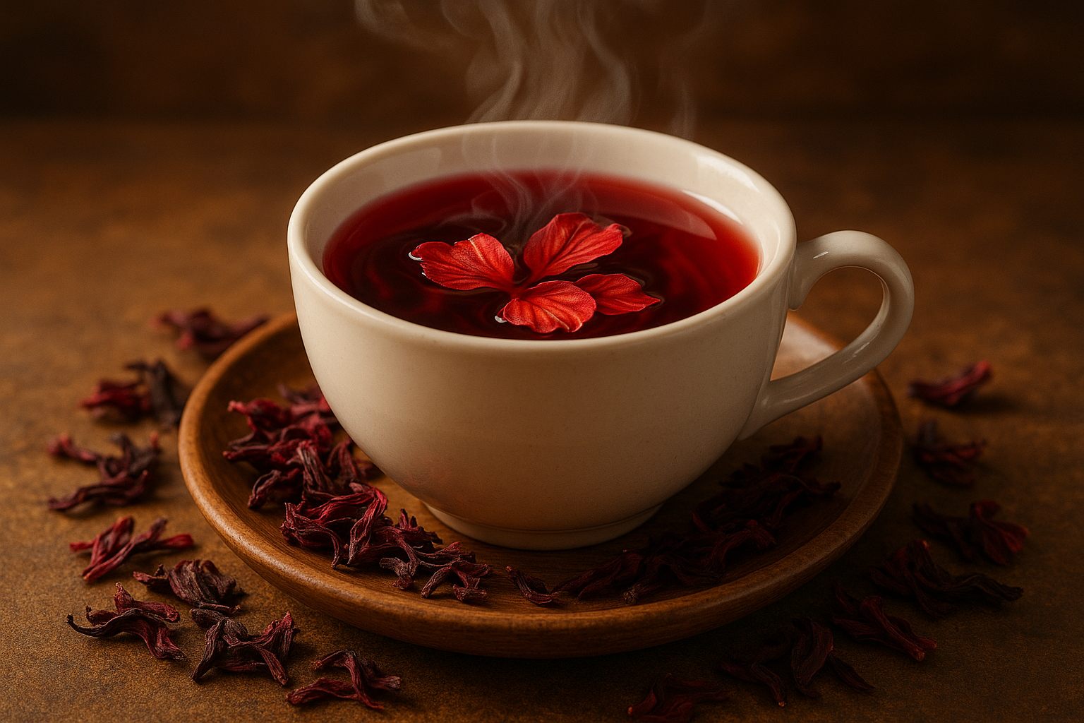 taza de te con flor de jamaica